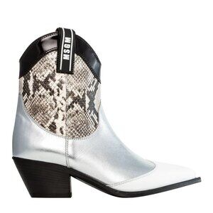 Msgm TRONCHETTO DONNA TEXAN ANKLE BOOTS — SNAKESKIN